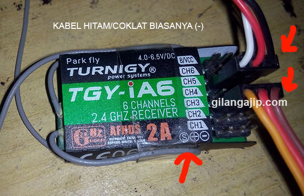 Receiver Turnigy TGY ie6 memasang kabel receiver